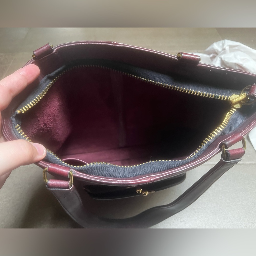 Vintage Coach Bonnie Cashin "Skinny Tote" Kisslock Coin Pouch in Burgundy - Picture 9 of 11